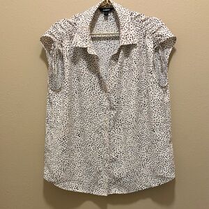 Express White and Black Dot Blouse